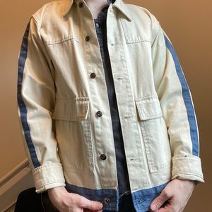 Off white denim jacket with blue denim details